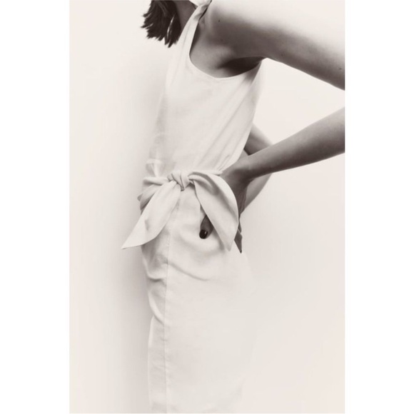 ZARA linen ASYMMETRICAL DRESS WITH TIES - Picture 3 of 5